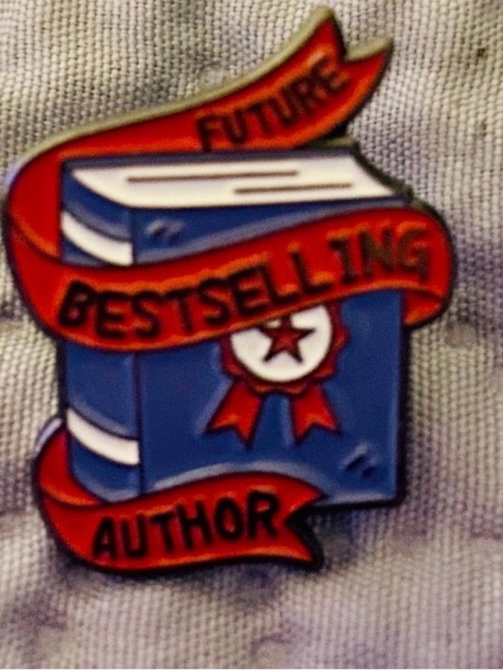 Future Bestselling Author Book Pin - Red & Blue Enamel Pin